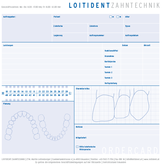 Orderblock loitident Zahntechniker Gmunden